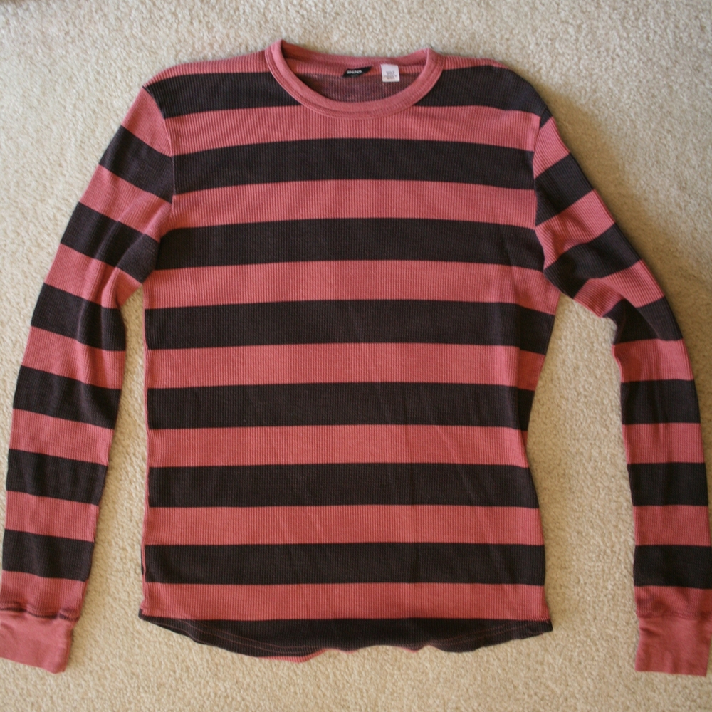 BDG Pink and Black Striped Crewneck - unofficial Nightmare on Elm Street style
